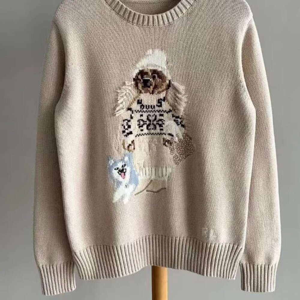 Ralph Lauren Beige Sweater with Dog Design